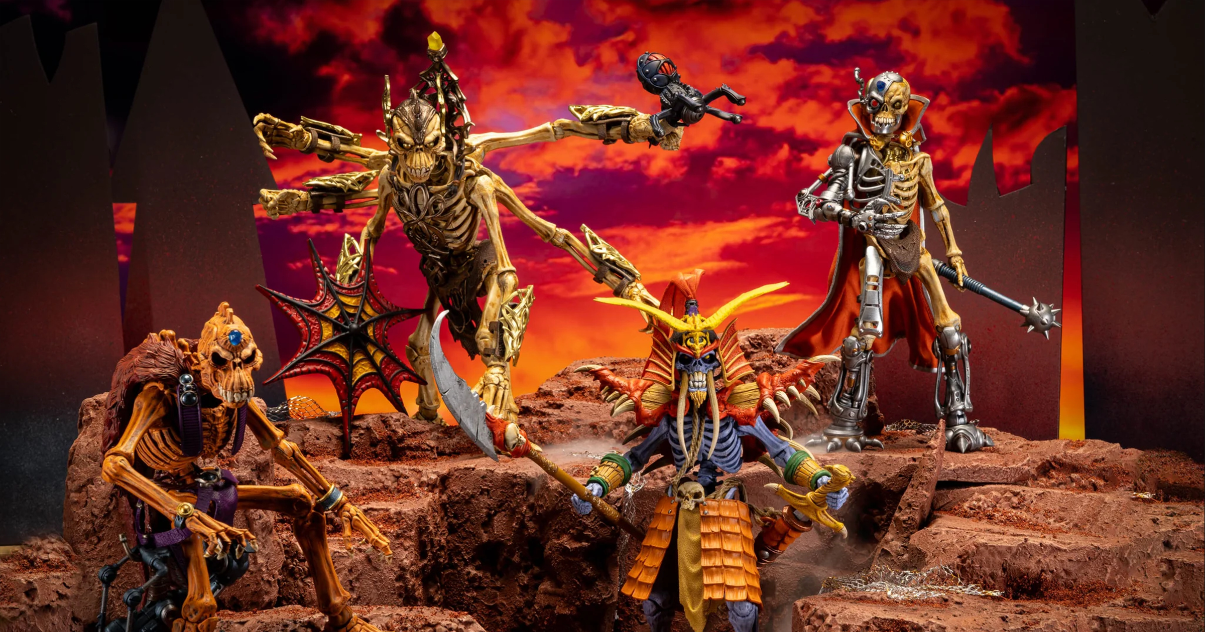 Four Horsemen Infinite Legions Skeleton Warriors Wave 1 — Dr. Cyborn, Aracula, Bone-Zai and Claw action figures