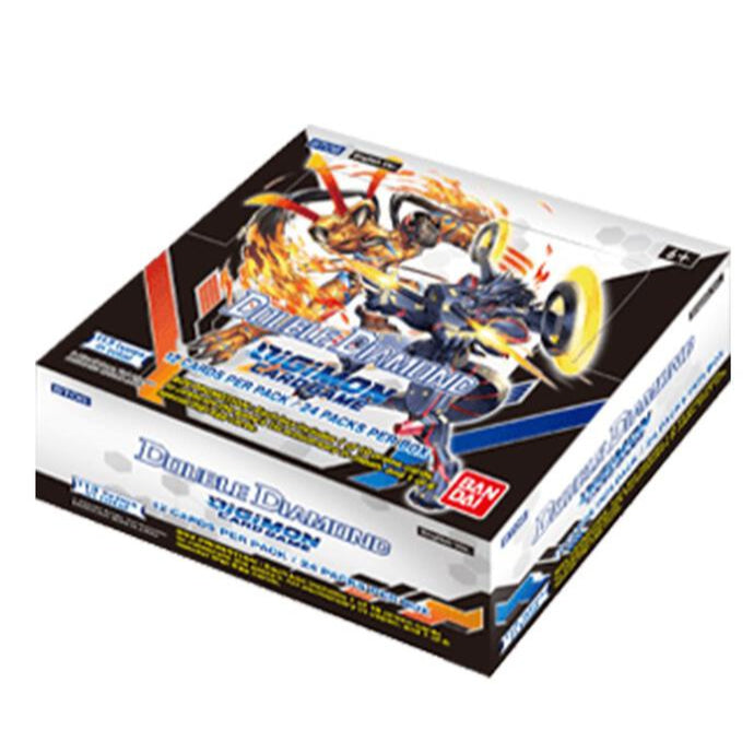 A booster box of the Digimon Card Game featuring an illustration of a Digimon character on the front.