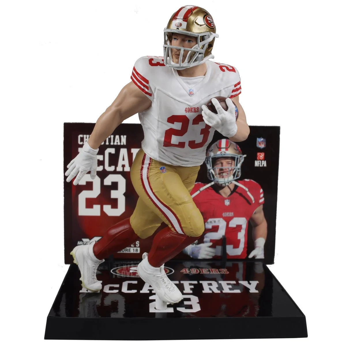 Christian McCaffrey (White Jersey) Platinum Chase - San Francisco 49ers NFL SportsPicks 2024 Posed Figure