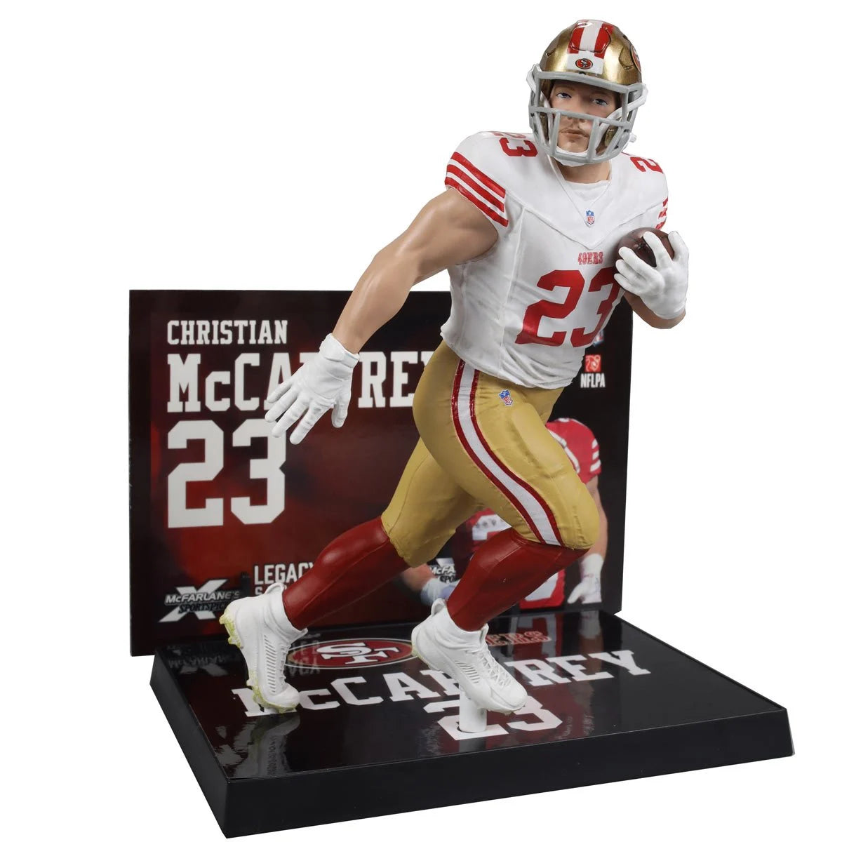 Christian McCaffrey (White Jersey) Platinum Chase - San Francisco 49ers NFL SportsPicks 2024 Posed Figure