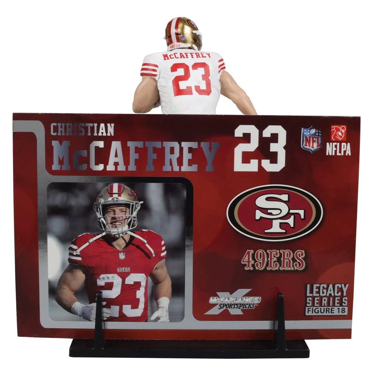 Christian McCaffrey (White Jersey) Platinum Chase - San Francisco 49ers NFL SportsPicks 2024 Posed Figure
