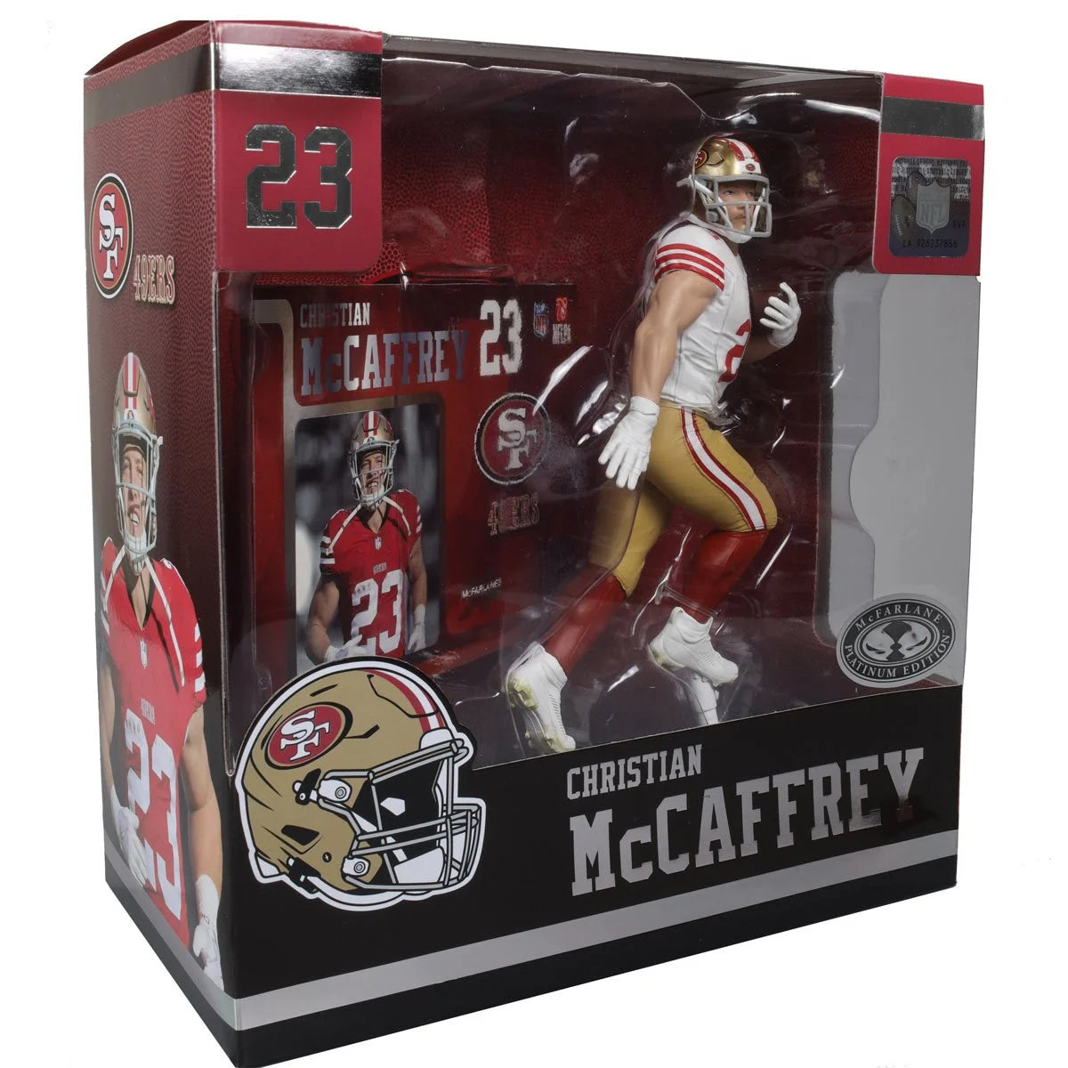 Christian McCaffrey (White Jersey) Platinum Chase - San Francisco 49ers NFL SportsPicks 2024 Posed Figure