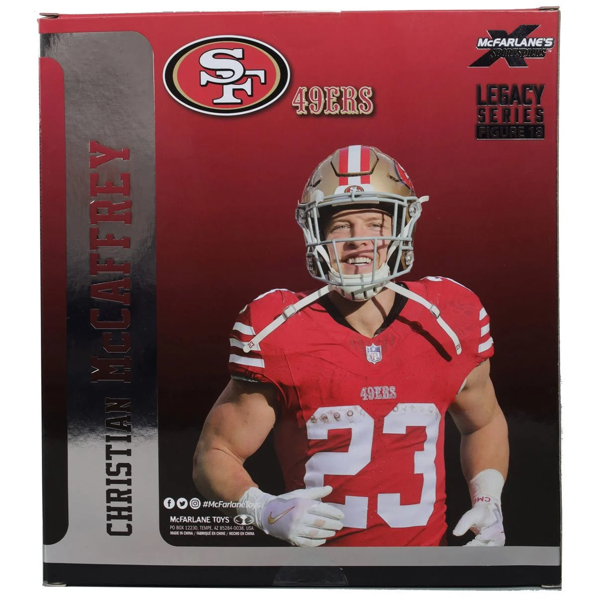 Christian McCaffrey (White Jersey) Platinum Chase - San Francisco 49ers NFL SportsPicks 2024 Posed Figure