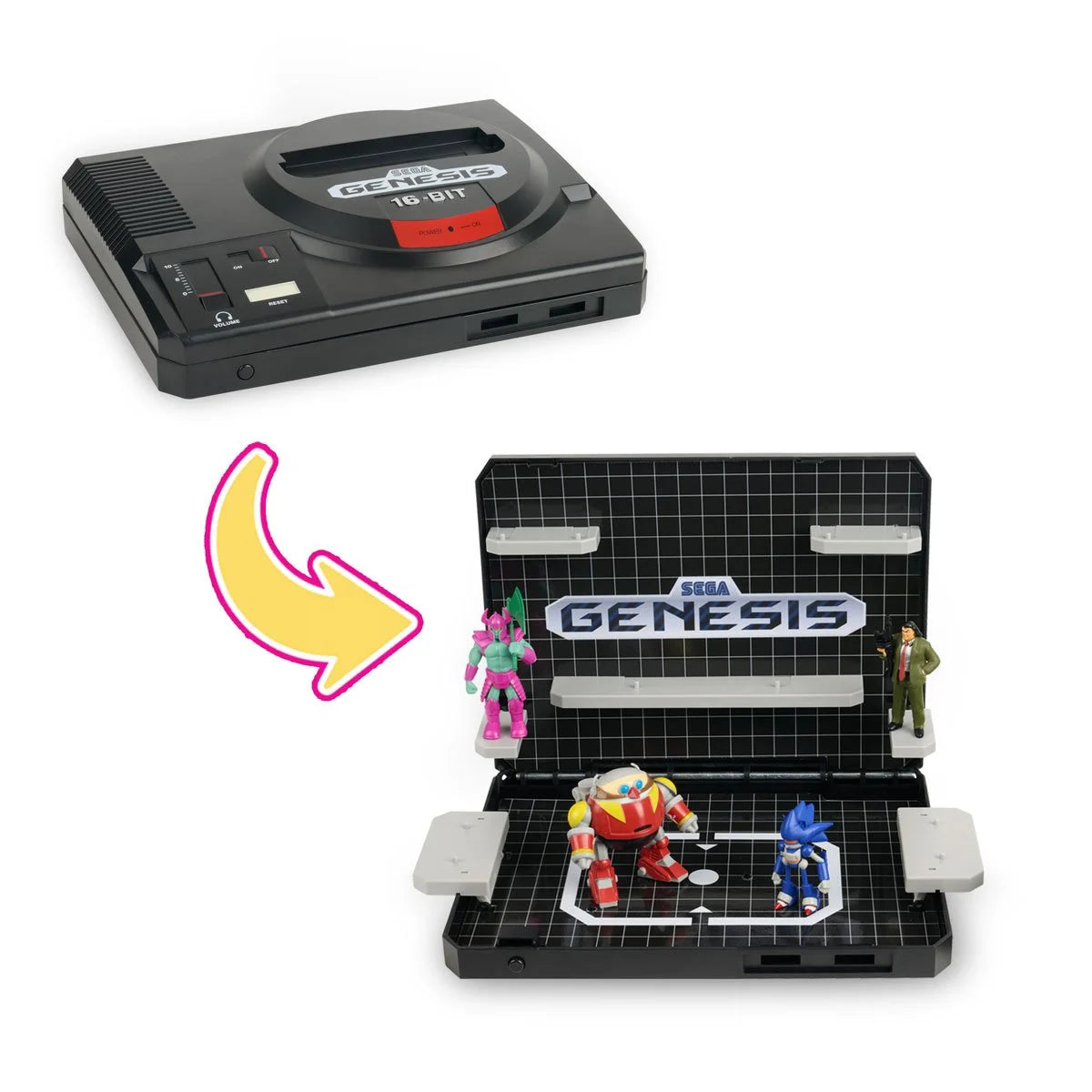 Console Heroes Sega Genesis Supervillain Boss Bundle Playset with Cartridge Storage Tray