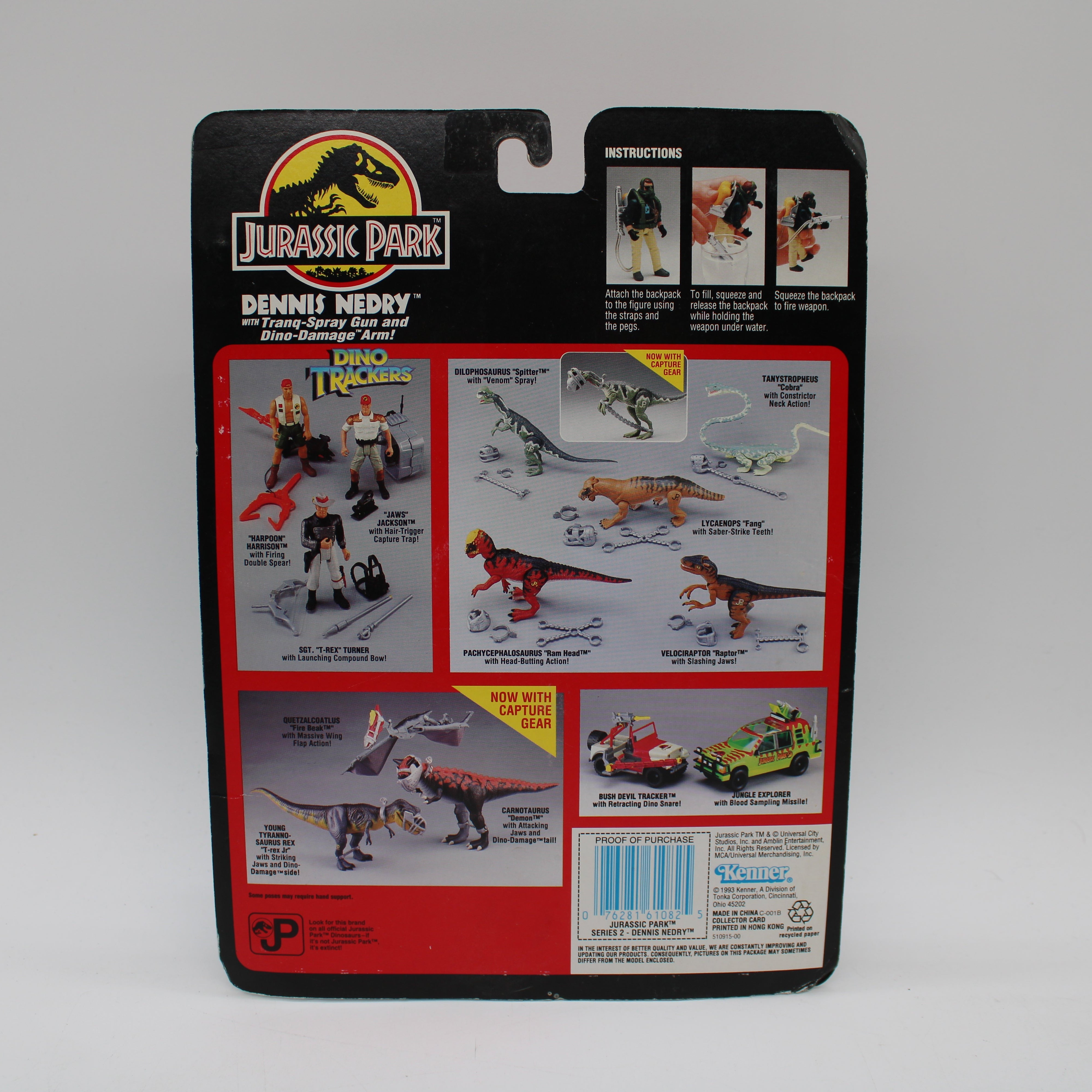 Dennis Nedry with Tranq-Spray Gun & Dino-Damage Arm! Jurassic Park Series 2 Action Figure Set