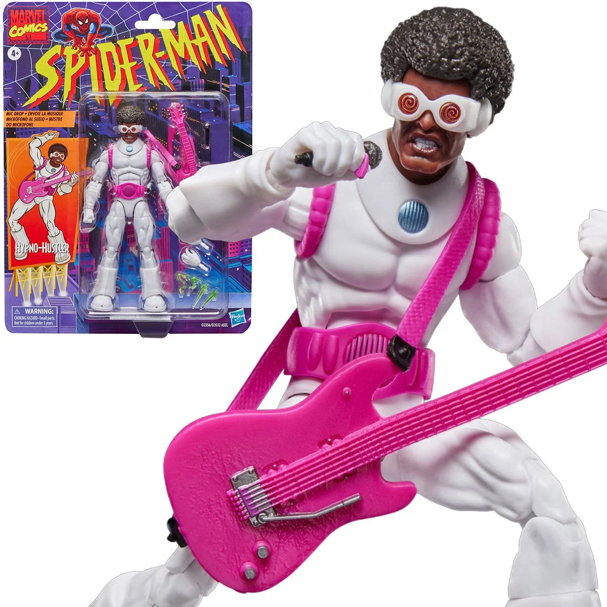 Marvel Legends Retro Hypno-Hustler 6-inch action figure detail view with disco-themed accessories