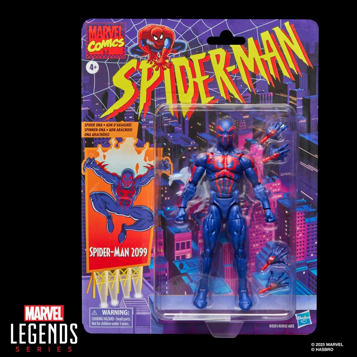 Marvel Legends Spider-Man 2099 6-inch action figure detailed view with accessories