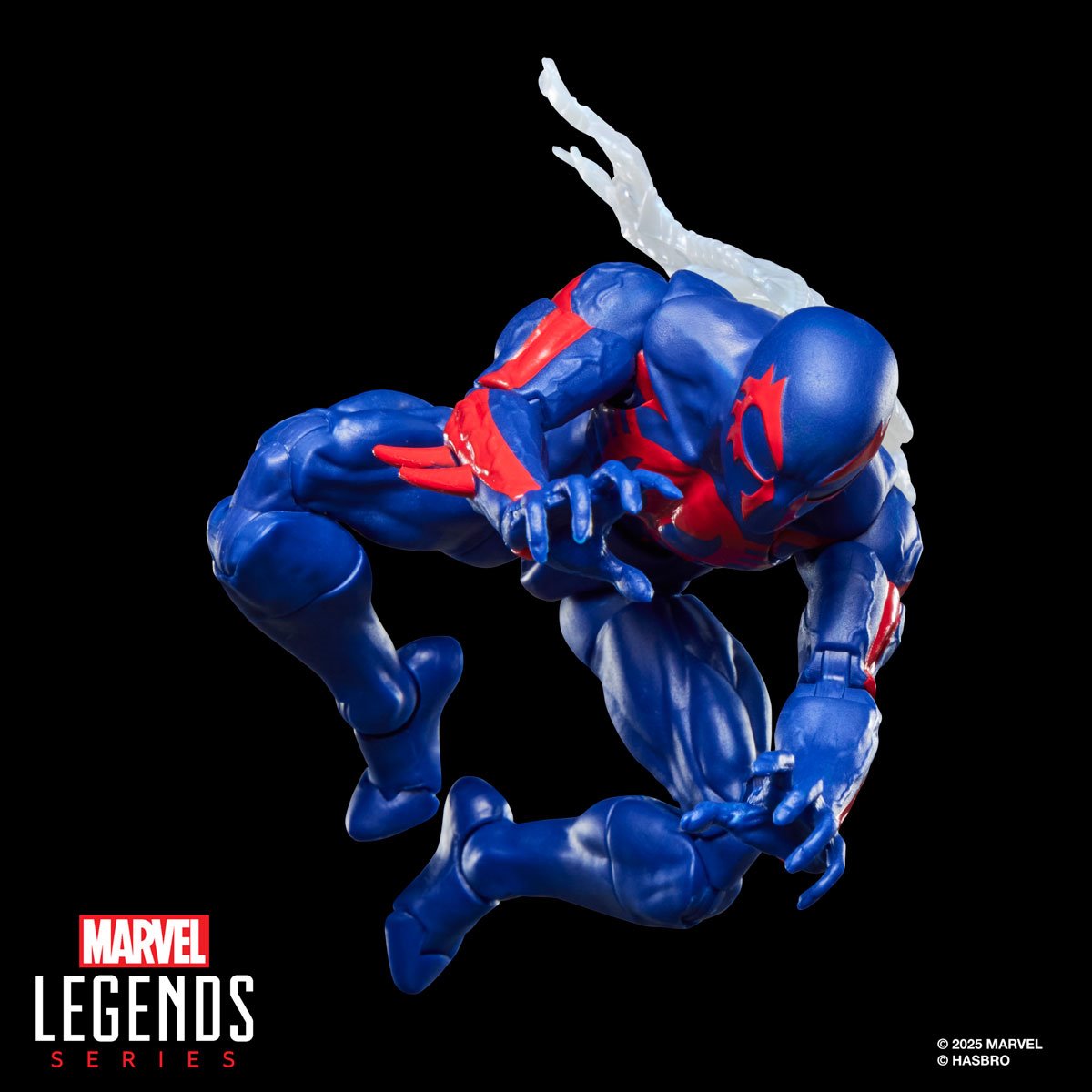 Marvel Legends Spider-Man 2099 action figure articulation detail and costume close-up view