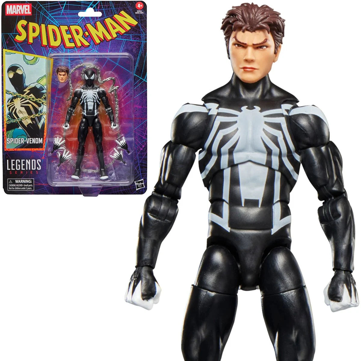 Spider-Venom Marvel Legends 6-inch action figure detail view showing symbiote design