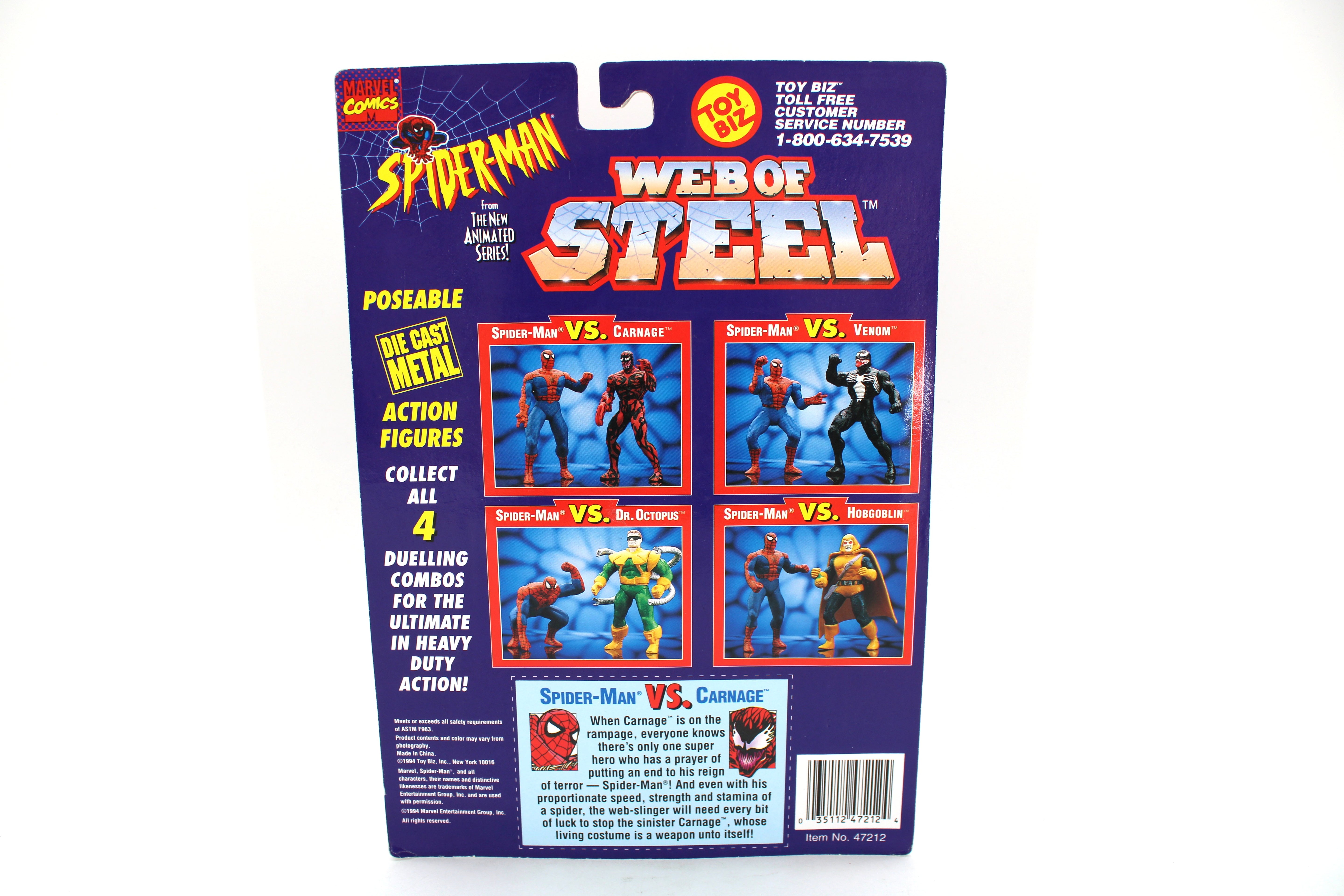 Spider-Man Web of Steel: Spider-Man VS. Carnage Action Figures (1994 Toy Biz) - view 2