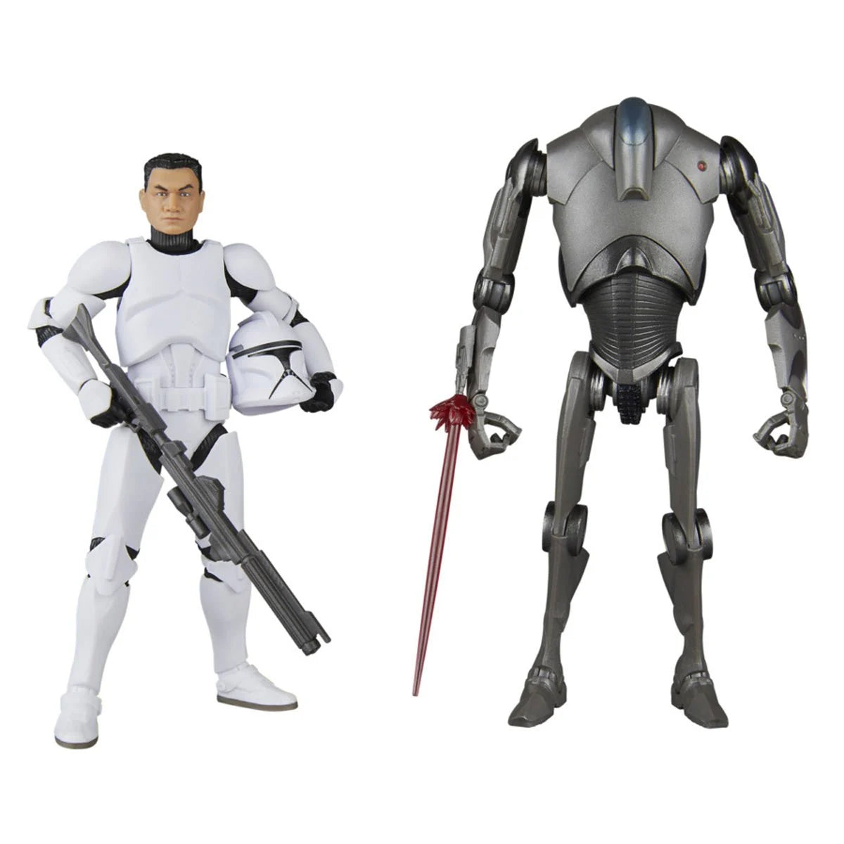 Star Wars Black Series Phase 1 Clone Trooper and Super Battle Droid two-pack detail view