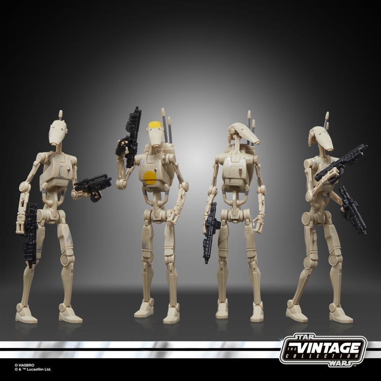 Star Wars Vintage Collection Battle Droid Four-Pack 3.75-inch figures showing droid details