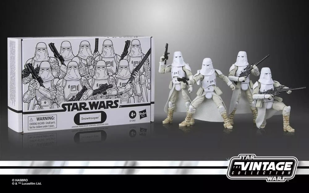 Star Wars Vintage Collection Snowtrooper four-pack articulation and detail close-up view