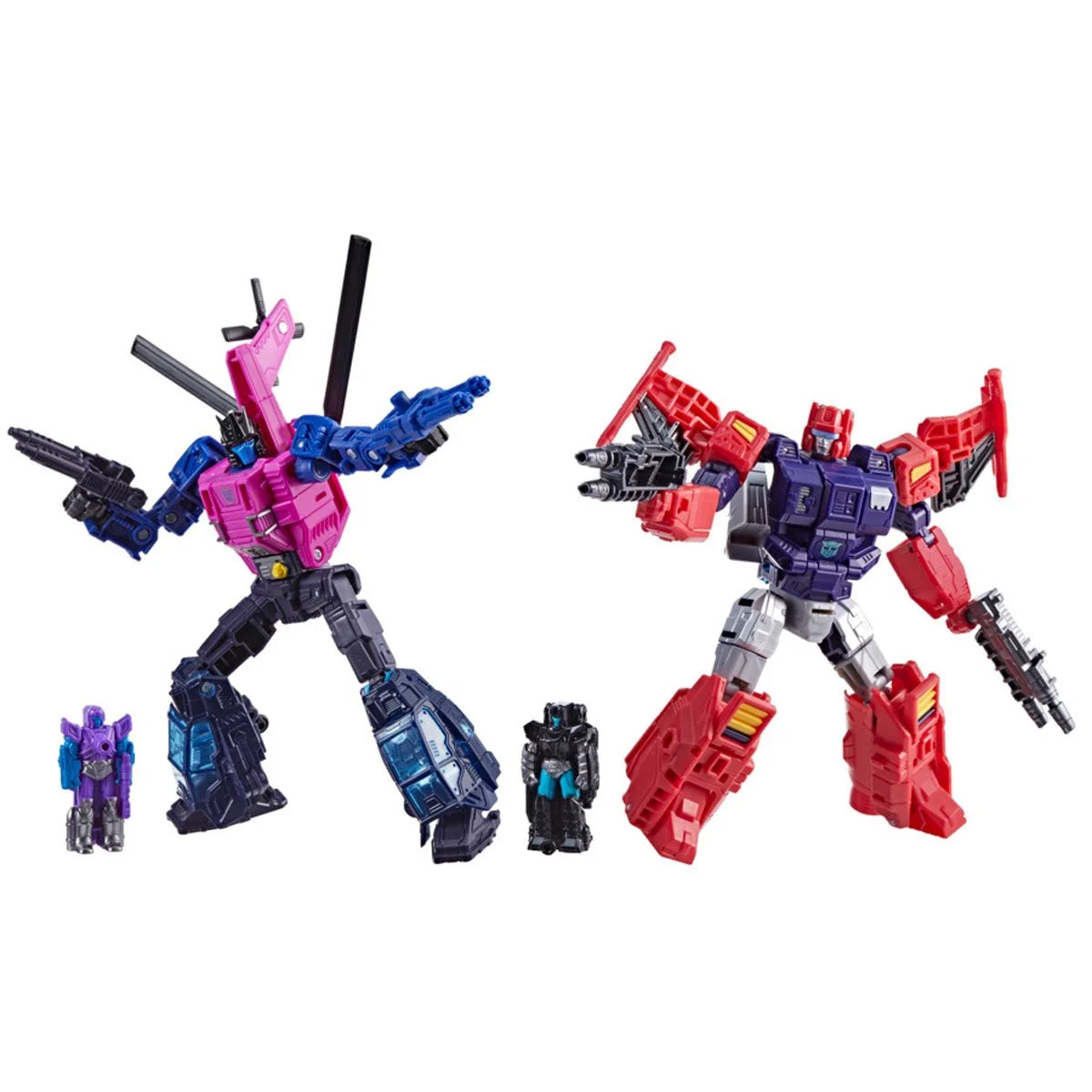 Transformers Topspin vs Spinister two-pack in Cybertronic air-skiff mode detail view