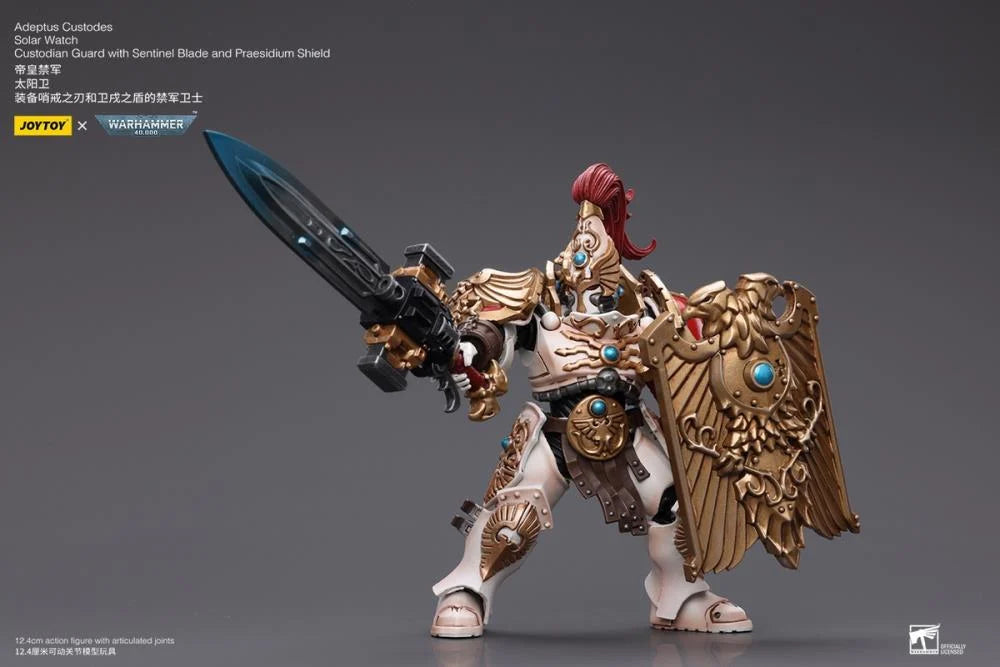 Warhammer 40K Adeptus Custodes Solar Watch Custodian Guard with Sentinel Blade and Praesidium Shield 1/18 Scale Action Figure