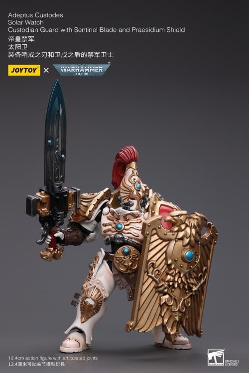 Warhammer 40K Adeptus Custodes Solar Watch Custodian Guard with Sentinel Blade and Praesidium Shield 1/18 Scale Action Figure