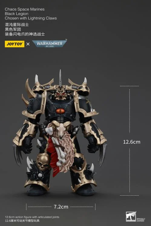 Warhammer 40K Chaos Space Marines Black Legion Chosen with Lightning Claws 1/18 Scale Action Figure