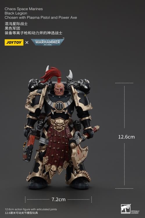 Warhammer 40K Chaos Space Marines Black Legion Chosen with Plasma Pistol and Power Axe 1/18 Scale Action Figure