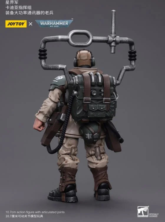 Warhammer 40k Astra Militarum Cadian Command Squad Veteran with Master Vox 1/18 Scale Action Figure