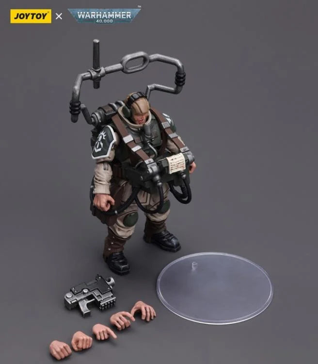 Warhammer 40k Astra Militarum Cadian Command Squad Veteran with Master Vox 1/18 Scale Action Figure