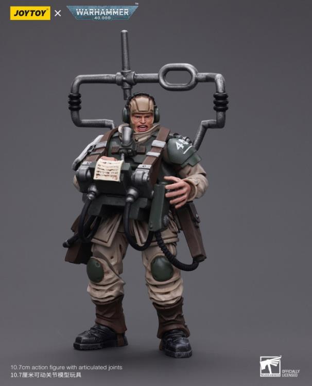 Warhammer 40k Astra Militarum Cadian Command Squad Veteran with Master Vox 1/18 Scale Action Figure