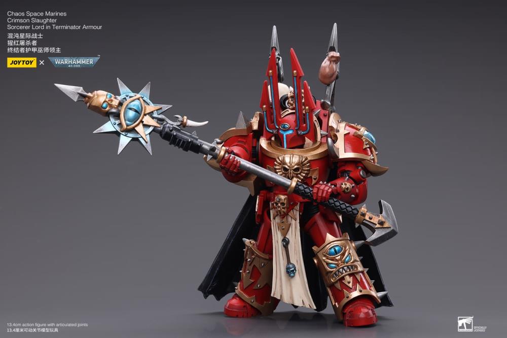 Warhammer 40k Chaos Space Marines Crimson Slaughter Sorcerer Lord in Terminator Armour 1/18 Scale Action Figure