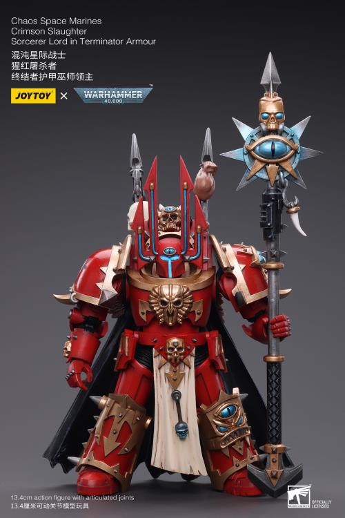 Warhammer 40k Chaos Space Marines Crimson Slaughter Sorcerer Lord in Terminator Armour 1/18 Scale Action Figure