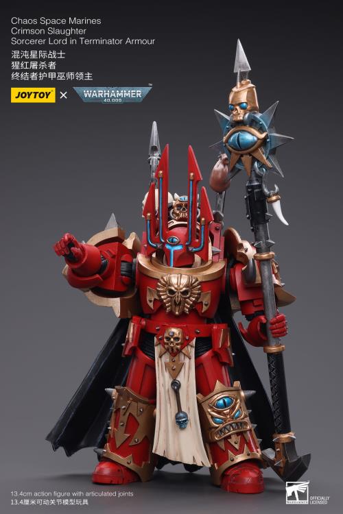 Warhammer 40k Chaos Space Marines Crimson Slaughter Sorcerer Lord in Terminator Armour 1/18 Scale Action Figure