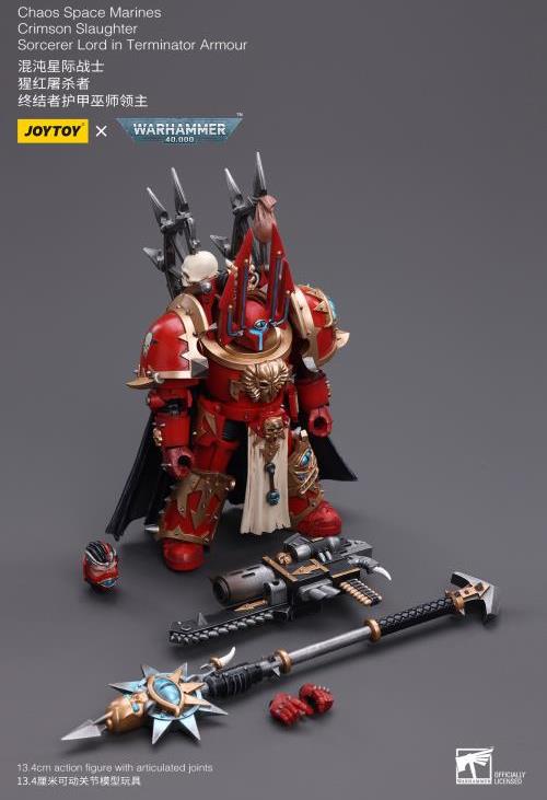 Warhammer 40k Chaos Space Marines Crimson Slaughter Sorcerer Lord in Terminator Armour 1/18 Scale Action Figure