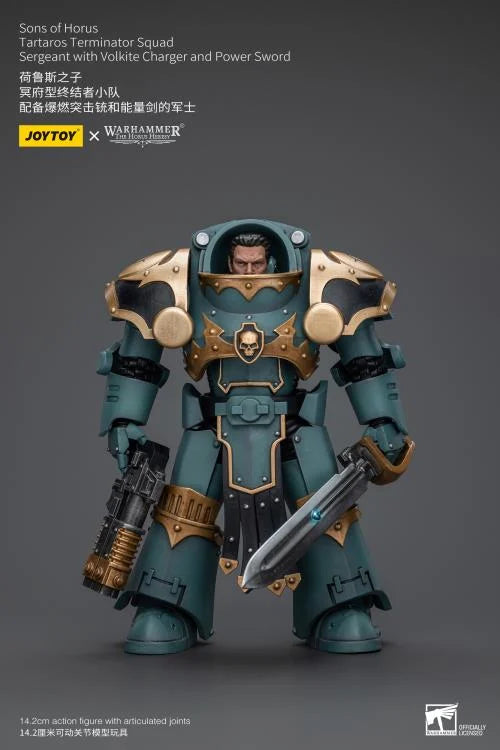 Tartaros Terminator Squad Sergeant with Volkite Charger and Power Sword Warhammer: The Horus Heresy Sons of Horus 1/18 Scale Action Figure
