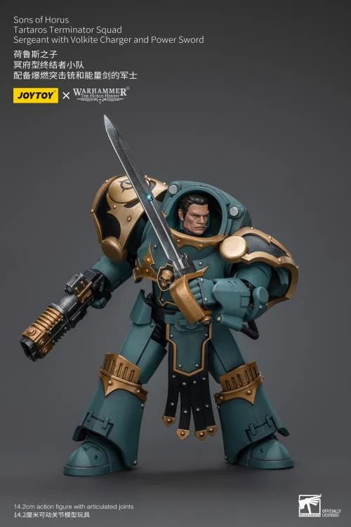 Tartaros Terminator Squad Sergeant with Volkite Charger and Power Sword Warhammer: The Horus Heresy Sons of Horus 1/18 Scale Action Figure