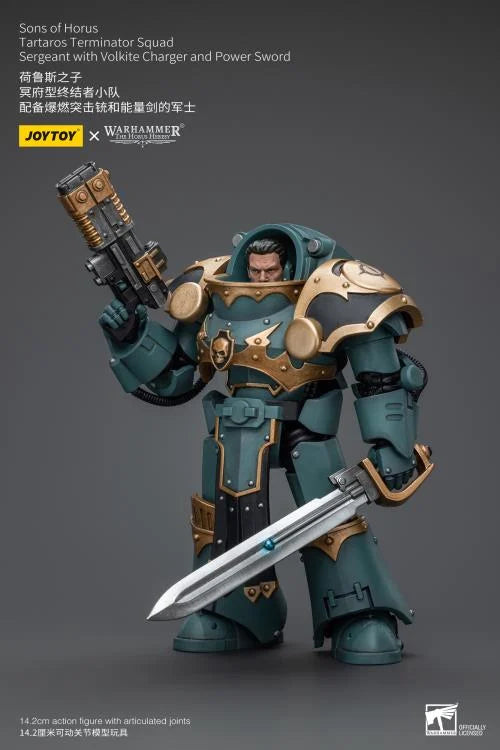 Tartaros Terminator Squad Sergeant with Volkite Charger and Power Sword Warhammer: The Horus Heresy Sons of Horus 1/18 Scale Action Figure