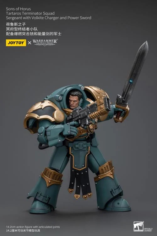 Tartaros Terminator Squad Sergeant with Volkite Charger and Power Sword Warhammer: The Horus Heresy Sons of Horus 1/18 Scale Action Figure