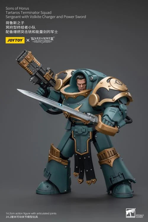 Tartaros Terminator Squad Sergeant with Volkite Charger and Power Sword Warhammer: The Horus Heresy Sons of Horus 1/18 Scale Action Figure
