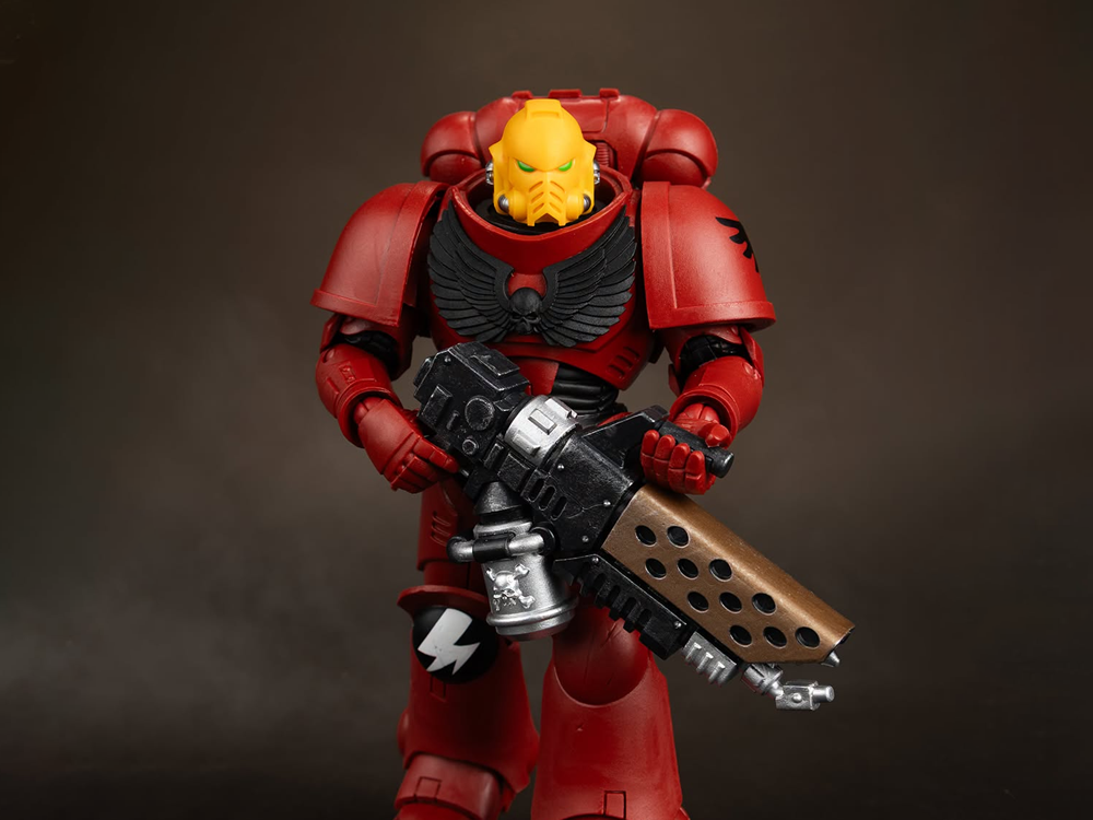 Blood Angels Infernus Marine Warhammer 40K 7-Inch Figure — Front View Close-Up with Pyreblaster