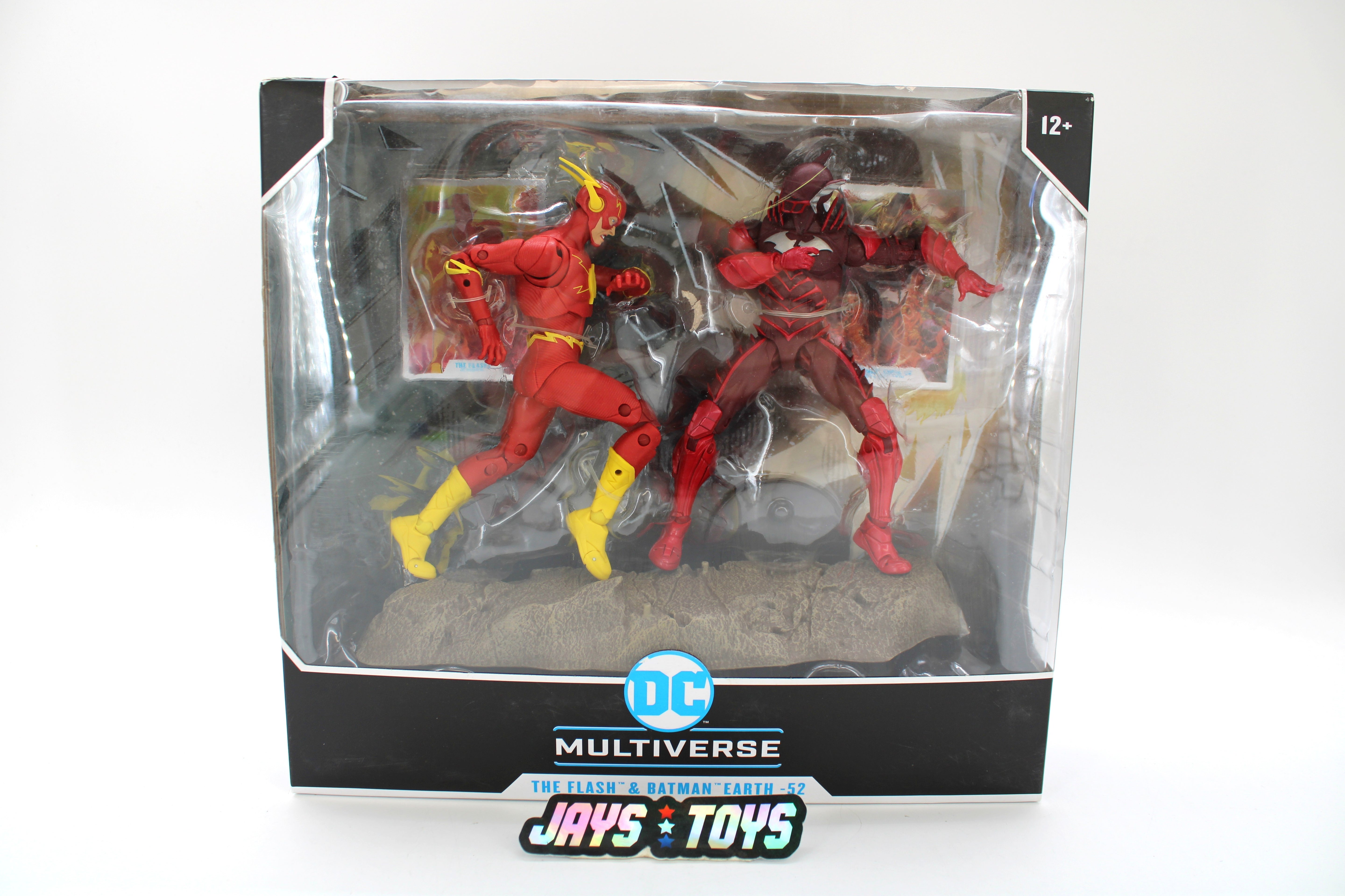 Flash & Batman Earth -52 DC Multiverse Two-Pack — Box Front with Clear Acetate Display Window