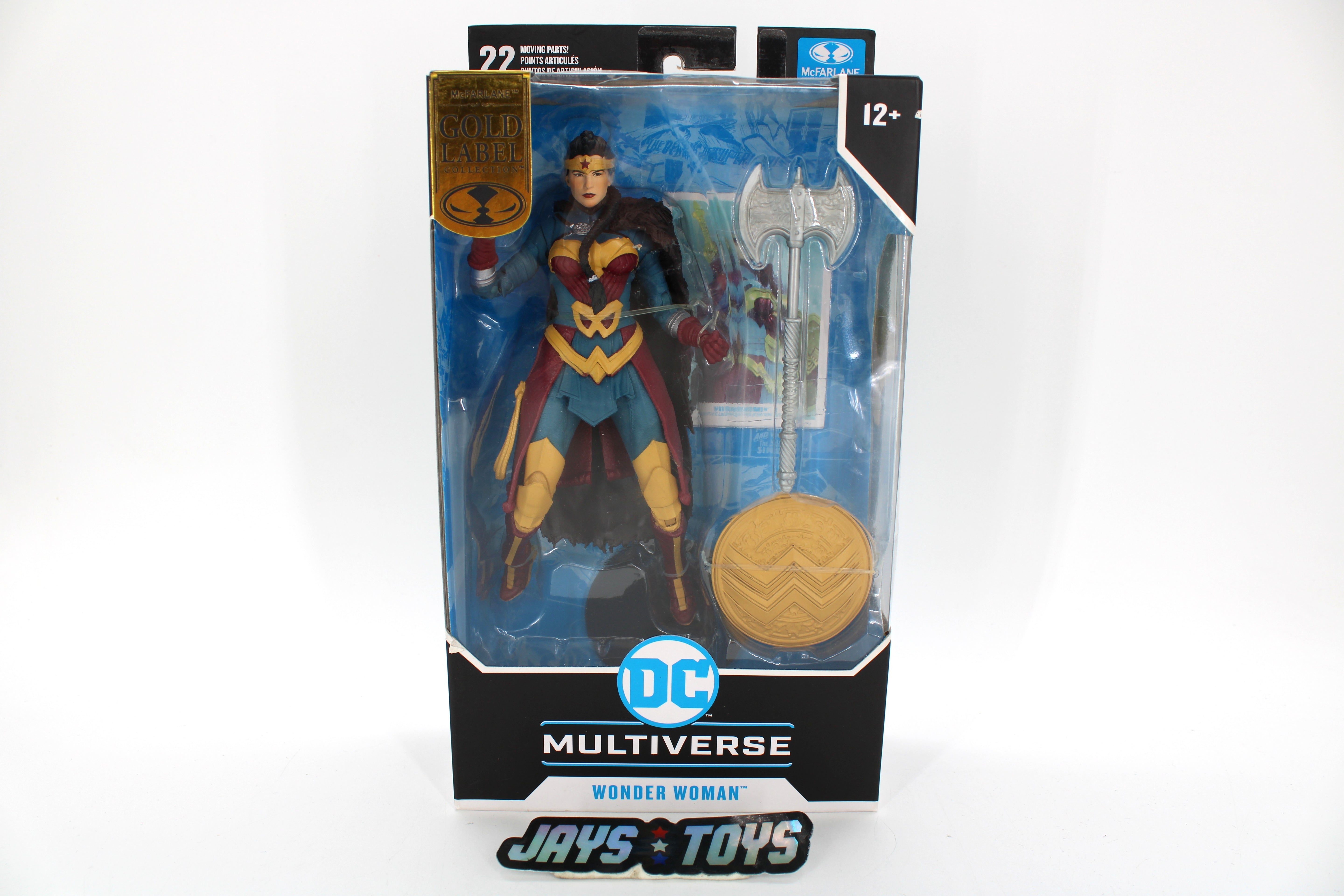 Wonder Woman DC Multiverse Gold Label Endless Winter Figure — Card Front with Battle Axe and Round Shield Visible