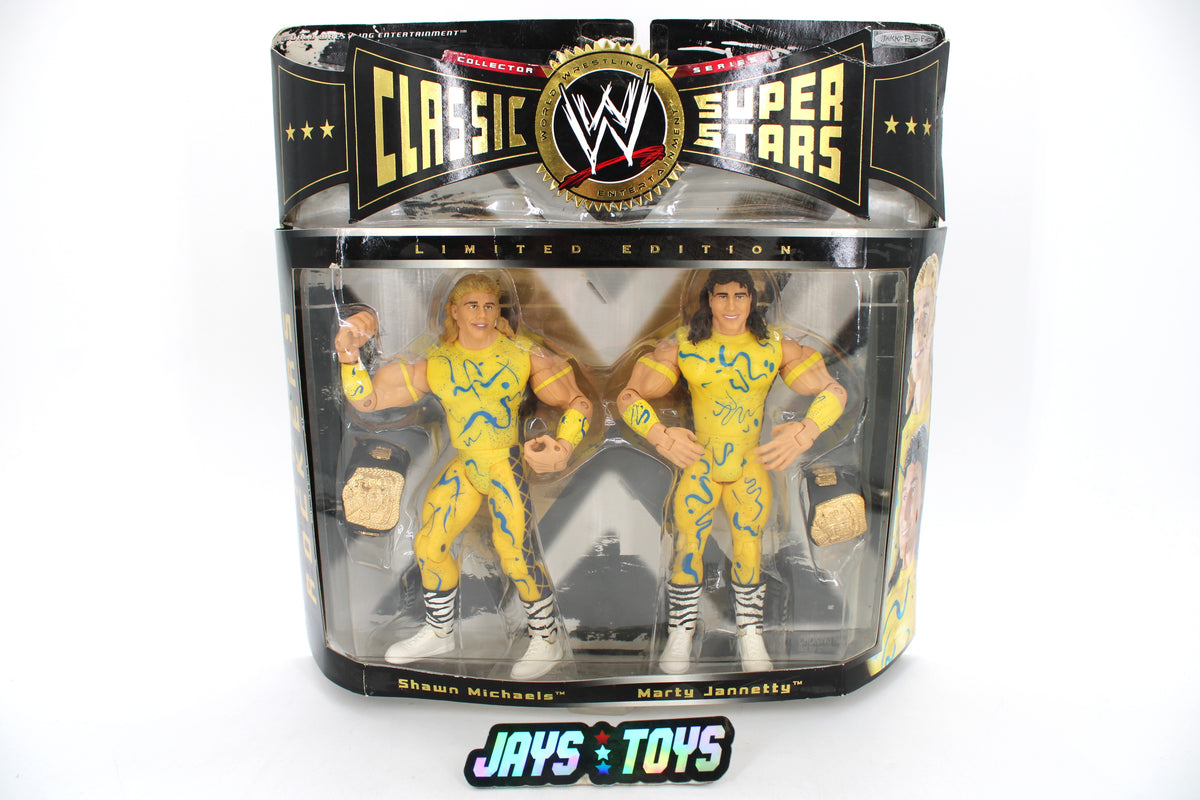 The Rockers WWE Classic Super Stars Limited Edition Two-Pack — Card Front with Shawn Michaels and Marty Jannetty Figures