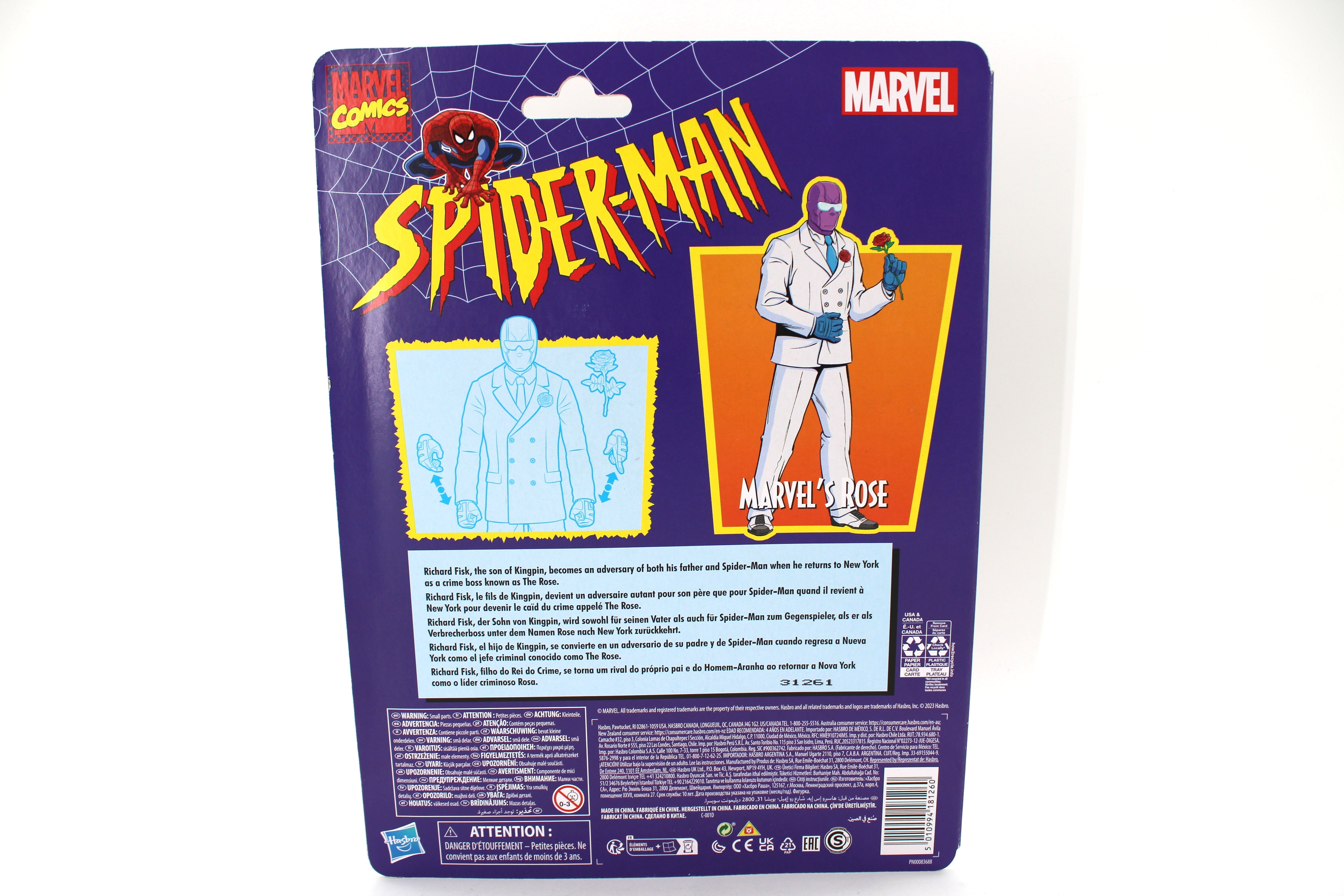 Marvel's Rose Marvel Legends Retro Spider-Man Figure — Card Back
