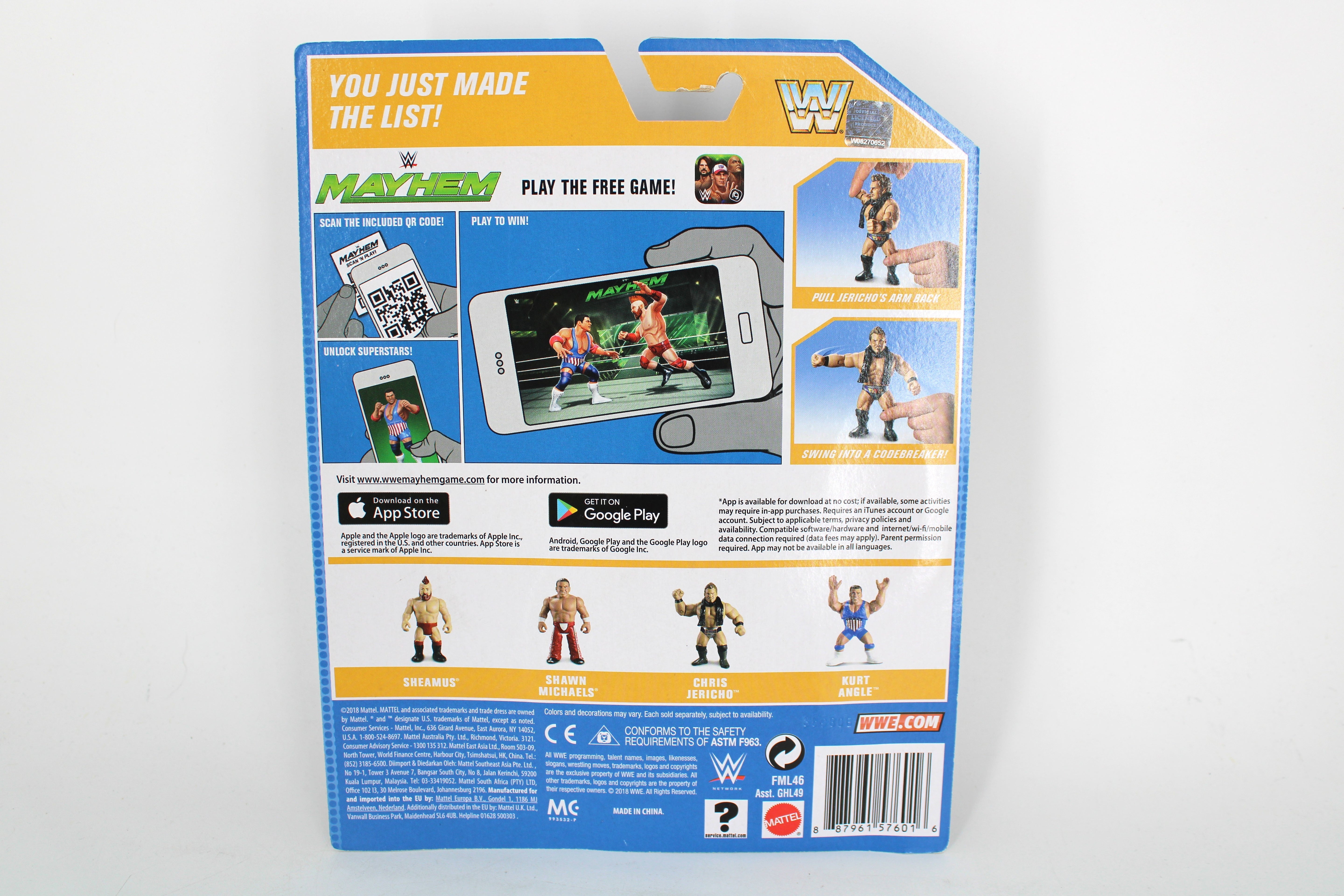Chris Jericho WWE Retro Series 2018 Carded Figure — Card Back with You Just Made the List Header