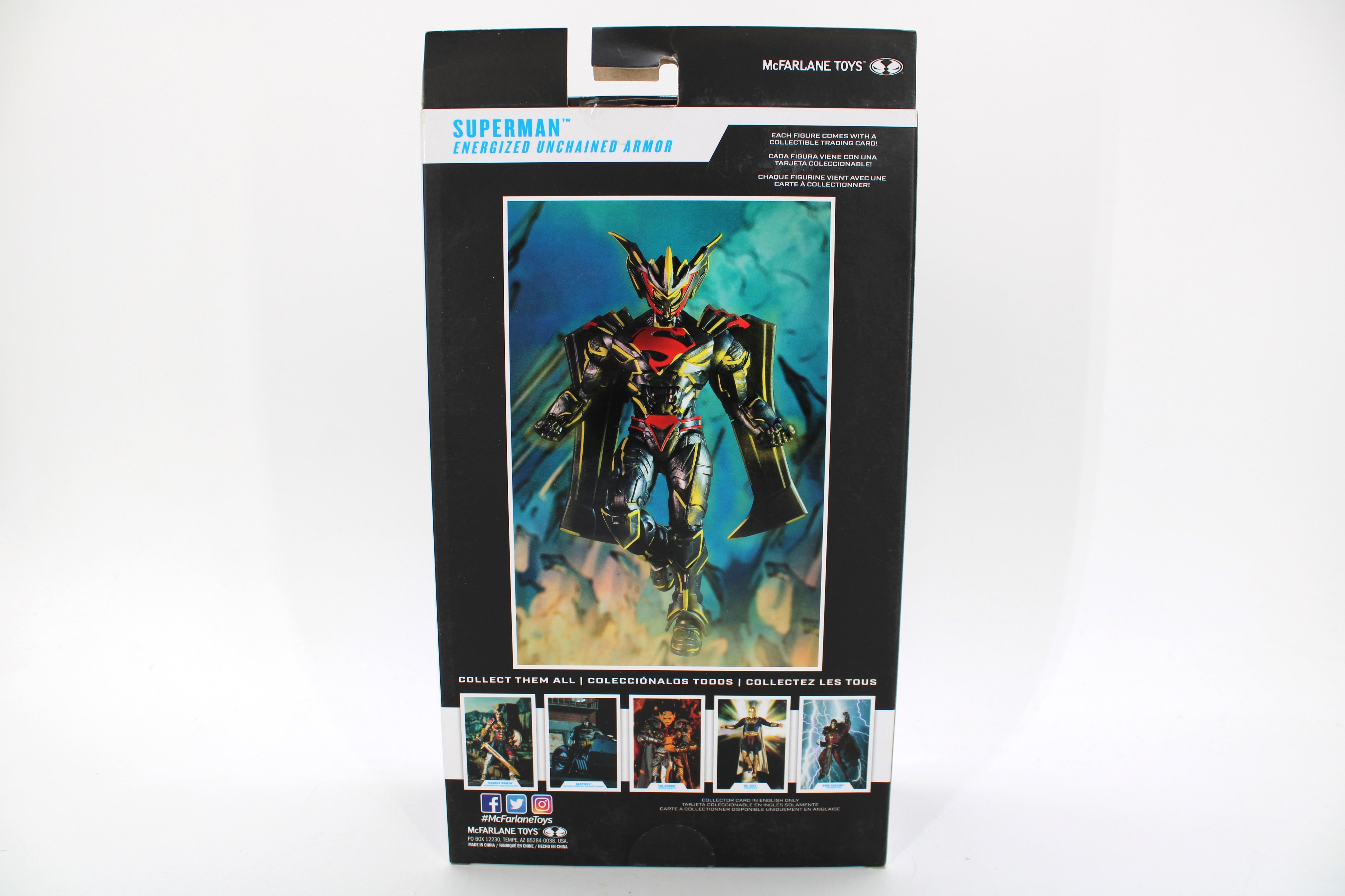 Superman Energized Unchained Armor DC Multiverse Gold Label Figure — Card Back
