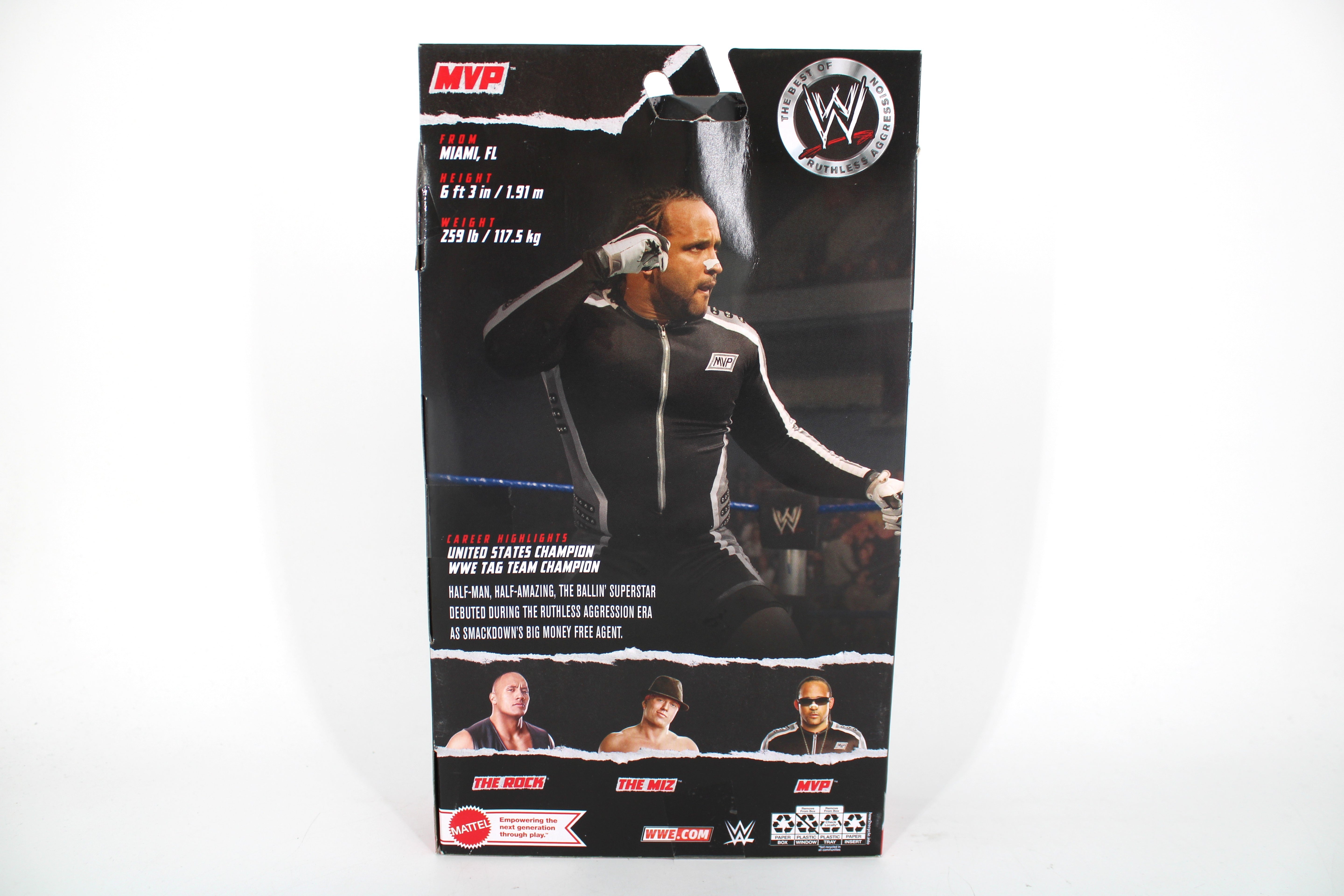 MVP WWE Elite Best of Ruthless Aggression Figure — Card Back with Career Highlights