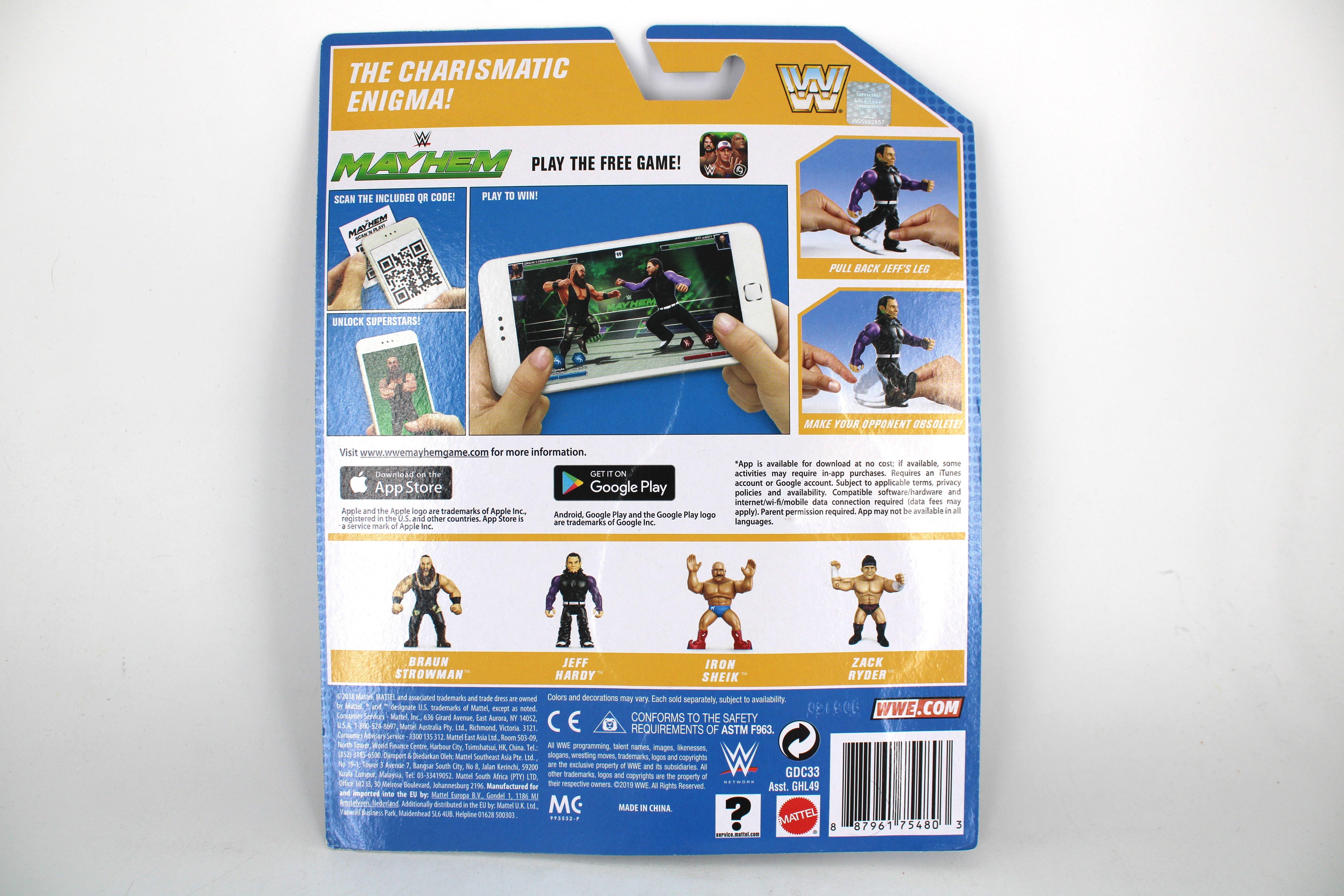 Jeff Hardy WWE Retro Mayhem Scan & Play Figure — Card Back