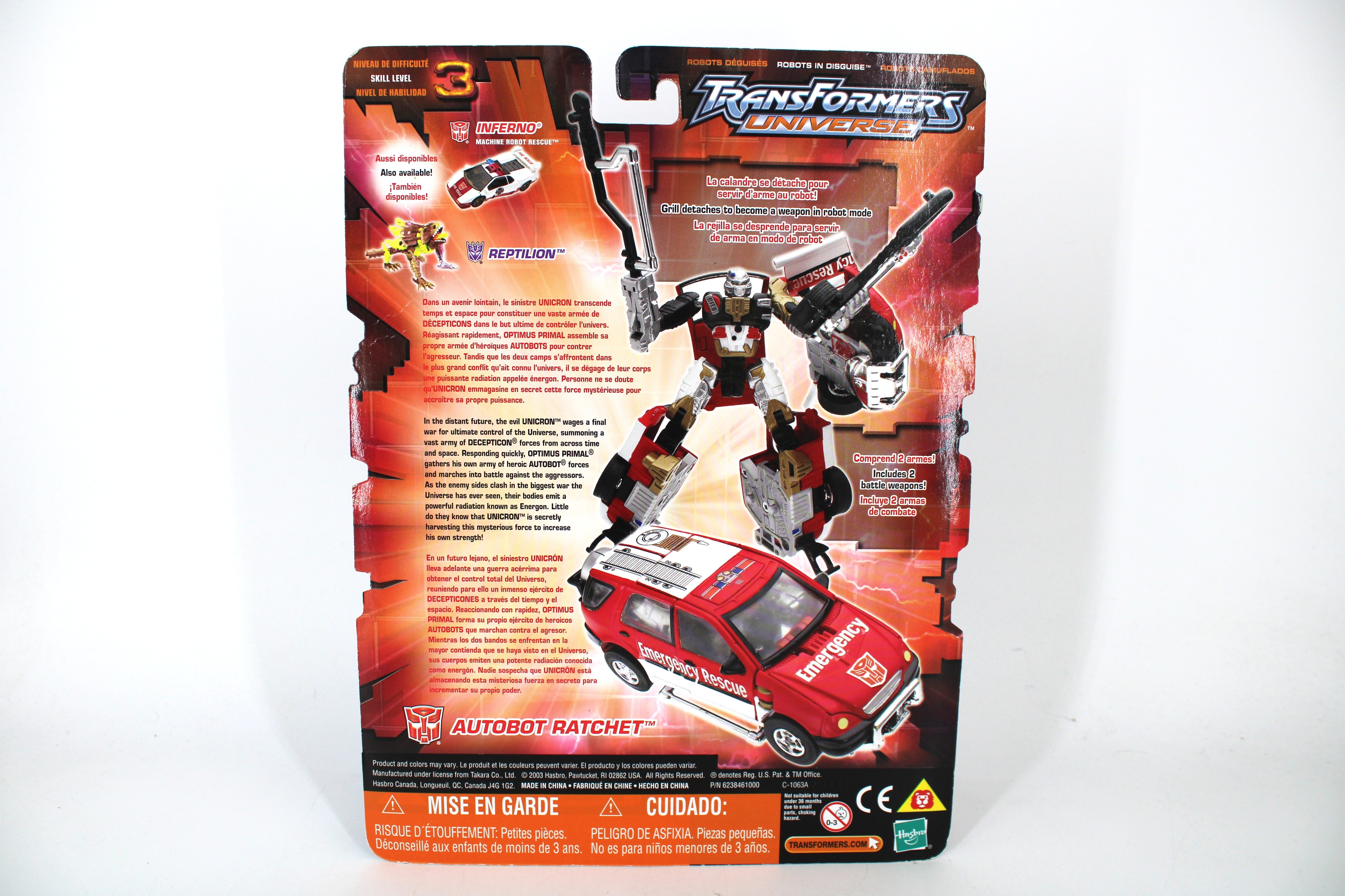 Autobot Ratchet Transformers Universe 1.0 Machine Robot Rescue — Card Back