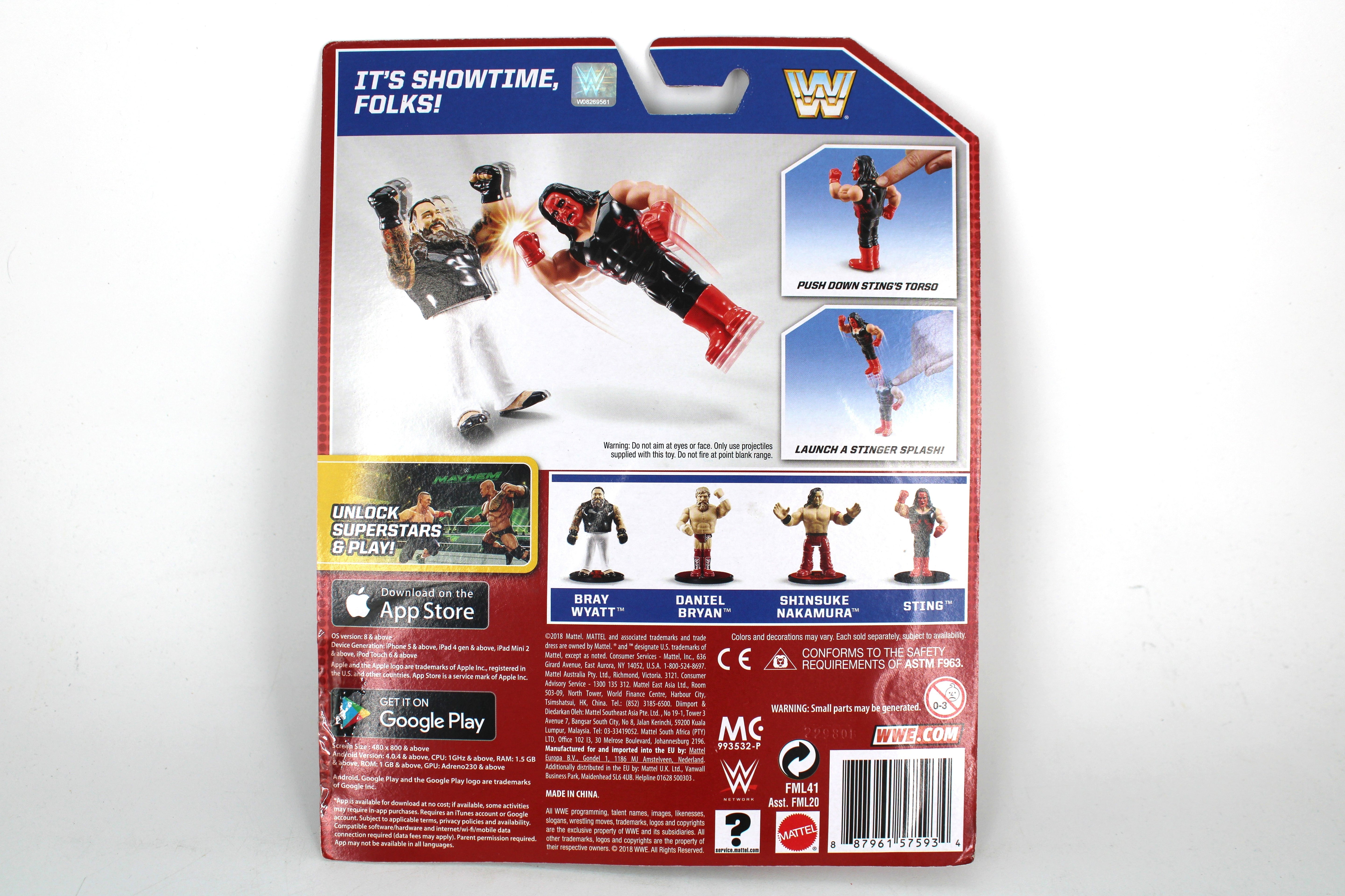 Sting WWE Retro Series 2018 Figure — Card Back with Stinger Splash Action Feature Detail