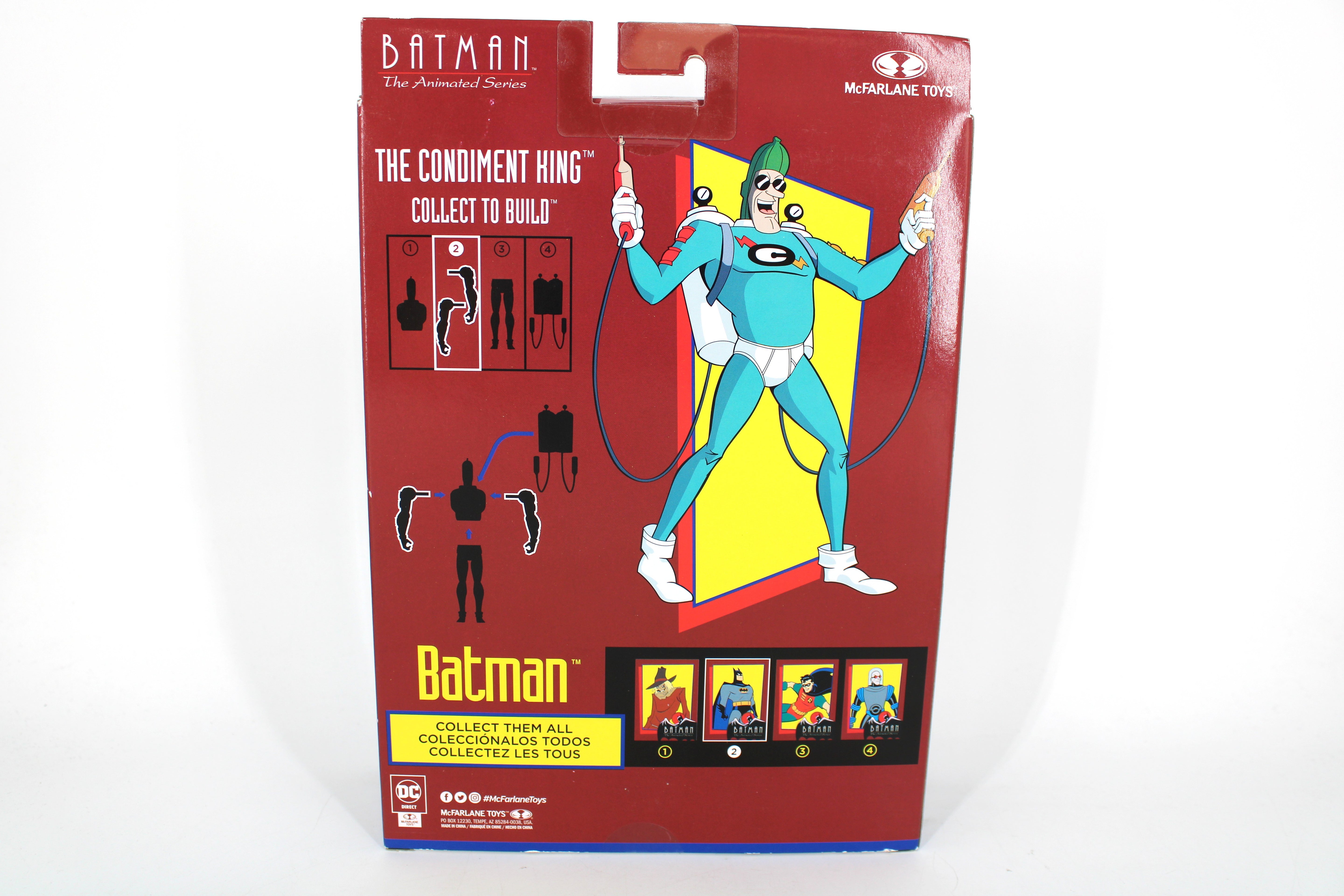 Batman The Animated Series McFarlane Wave 1 — Box Back with Condiment King BAF Assembly Diagram