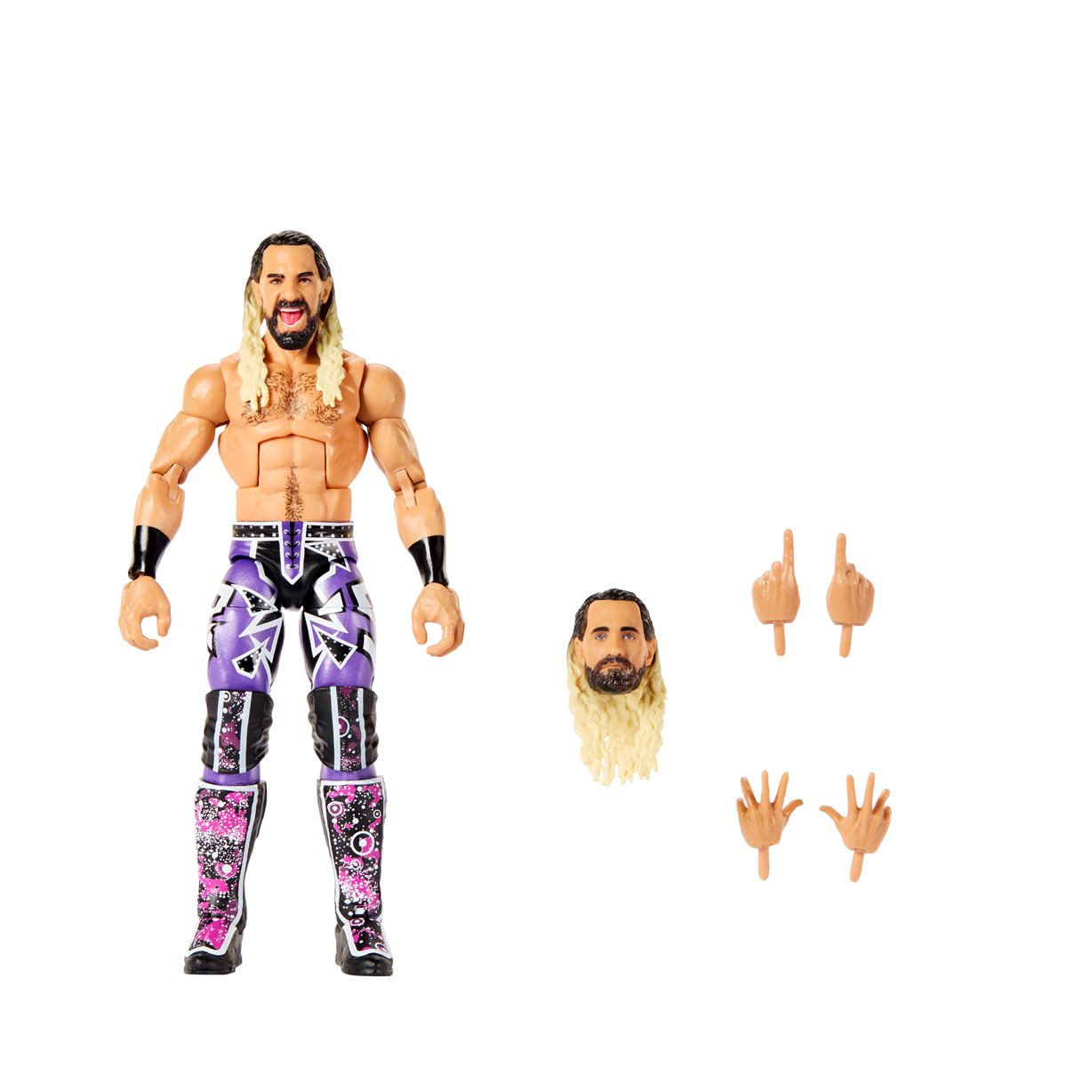 Seth Rollins WWE Elite Collection 6-Inch Figure — Front View with Accessories Displayed