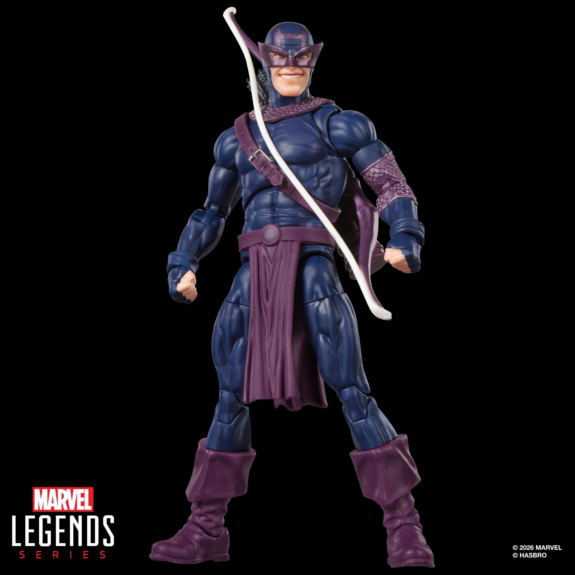 Dark Avengers Hawkeye Marvel Legends 6-Inch Figure — Front View with Bow Slung Over Shoulder