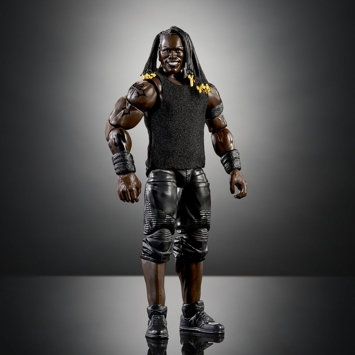 Ron Killings WWE Elite Series 128 6-Inch Figure — Full Body Front View with Yellow-Tipped Locs