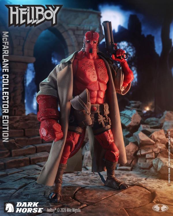 Hellboy McFarlane Collector Edition 7-Inch Figure — Full Body Front View with Pistol